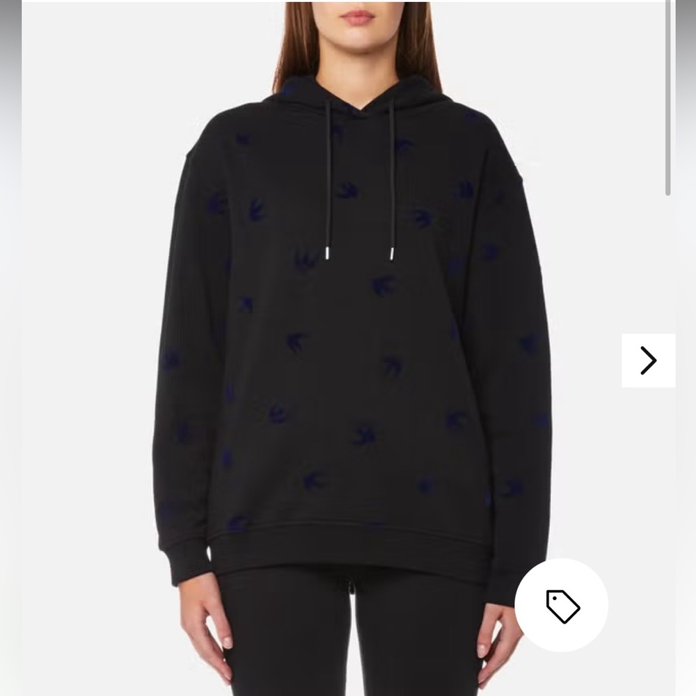 McQ‎ Alexander McQueen Women's XS Boyfriend Swallow Hoody Black/Carbon Navy